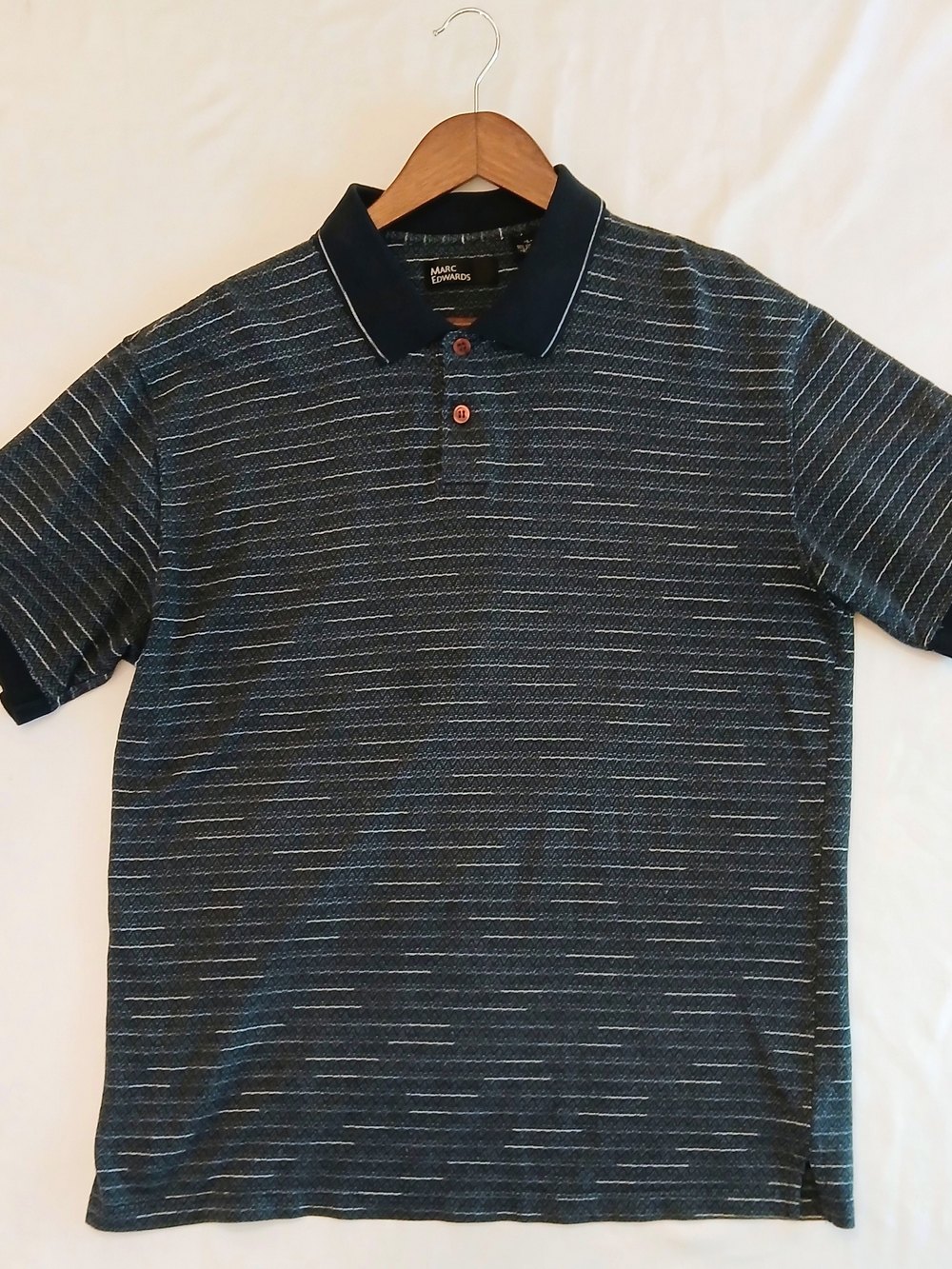 Marc Edwards Polo Shirt Men L Large Charcoal Gray NWOT Textured Stripe Cotton